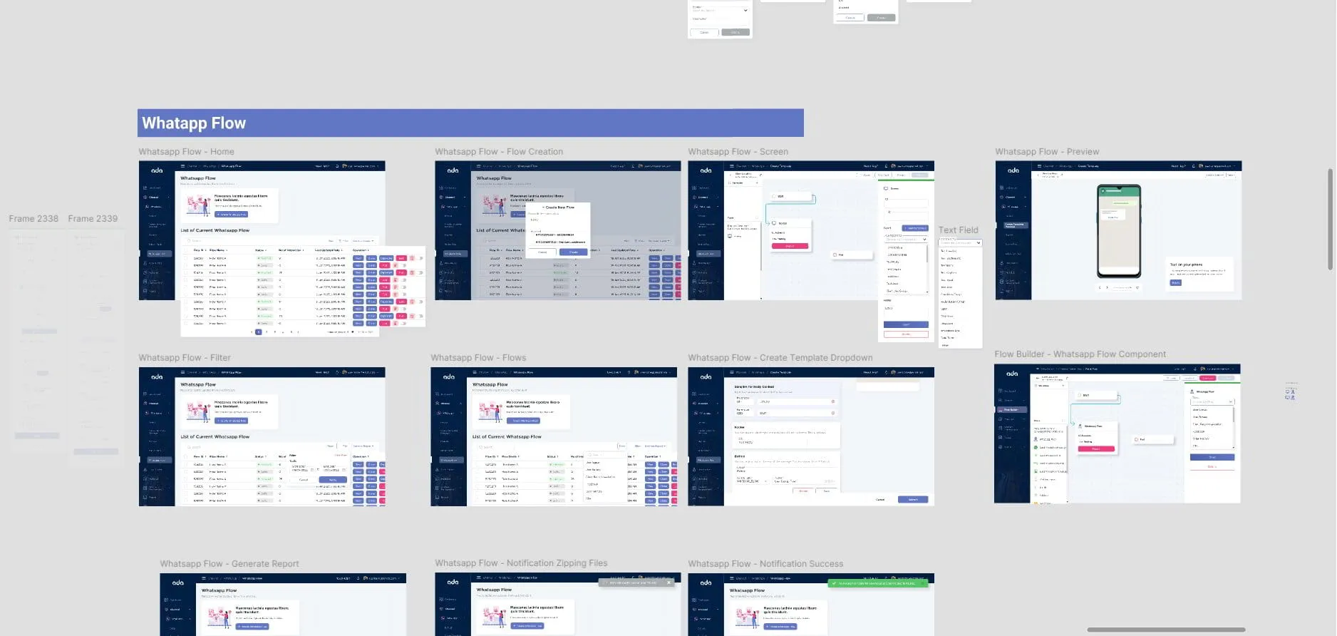 screens for whatsapp flow builder.